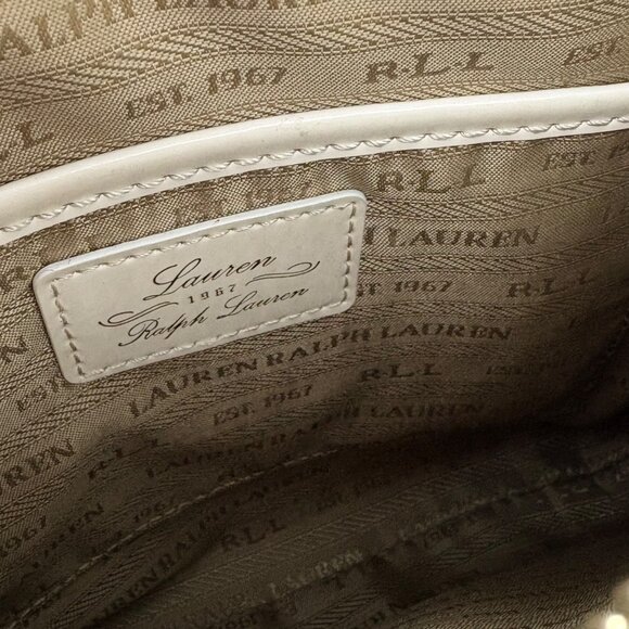 Lauren Ralph Lauren Cream Leather Crossbody Bag With Adjustable Strap & Gold - Picture 5 of 12